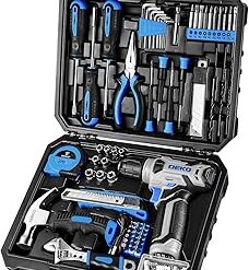 DEKOPRO Drill Set: Tool Set with 8V Blue Cordless Drill